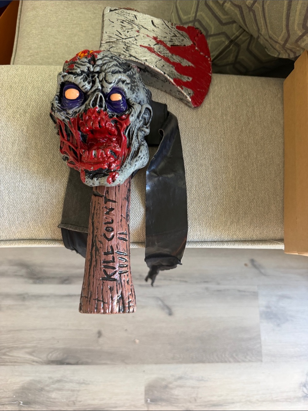 Horror Zombie Axe Prop - Red, Gray & Black Decorative Accent